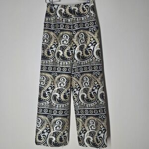 Vintage Eddy George California Pants Metallic Floral baroque Disco Glam Size 14
